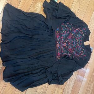 Umgee Black Dress with Vibrant Floral Embroidery